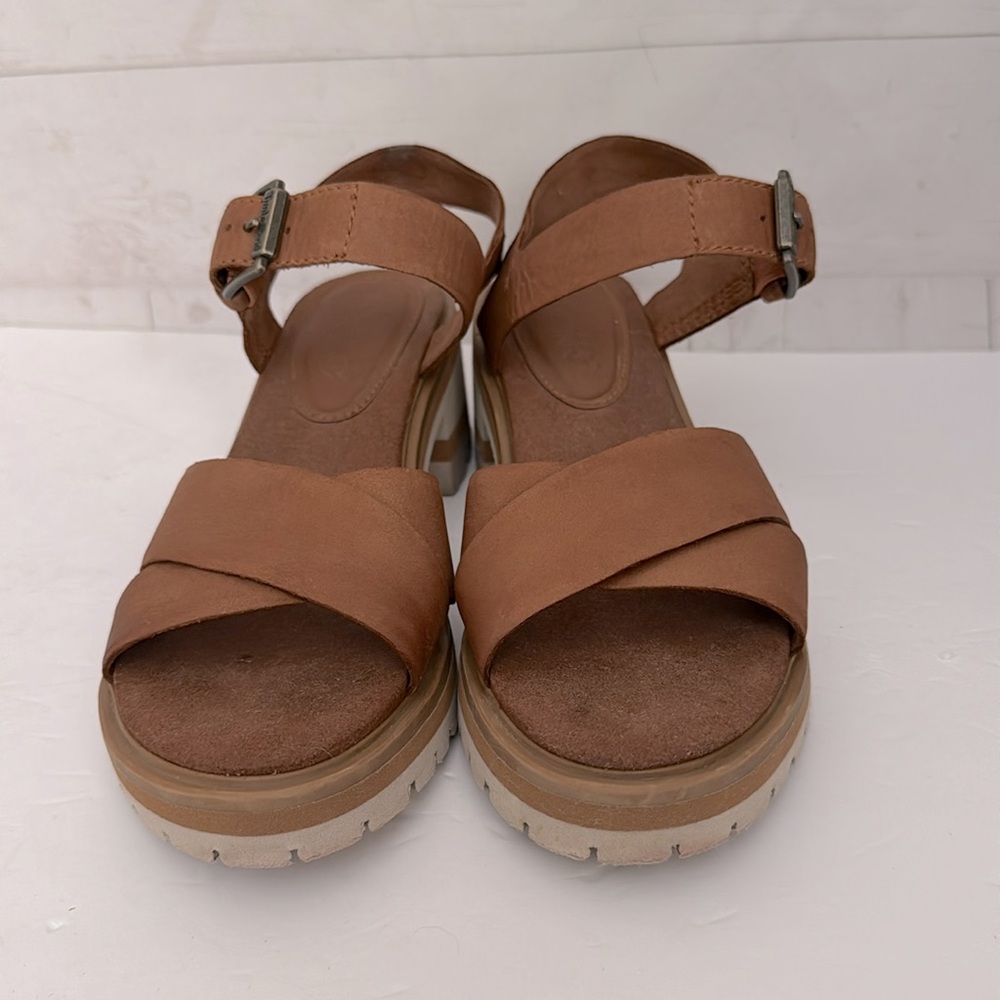 Timberland Size 9 Violet Marsh Cross Band Sandals Lug Sole Brown Strappy Sandals - Picture 2 of 8